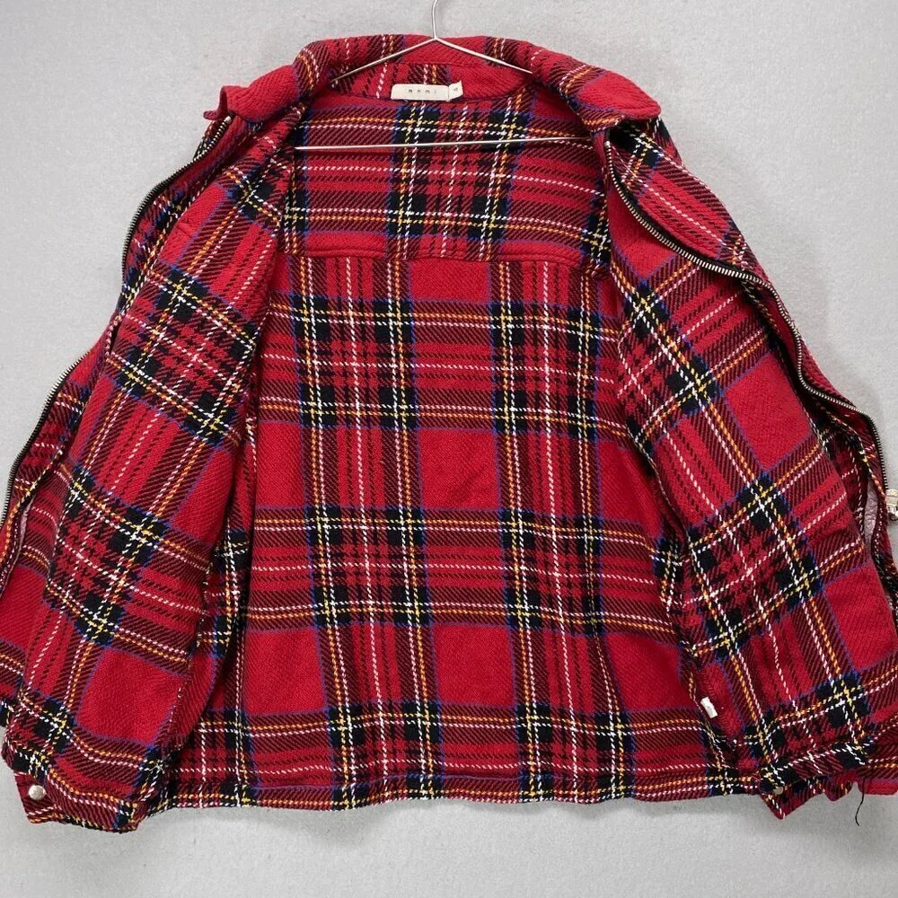 mnml Jacket Womens Large Red Plaid Shacket Punk Goth Zippers